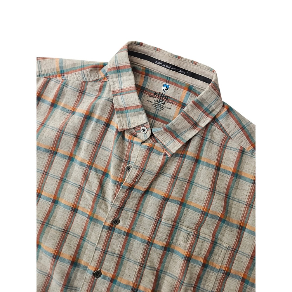 KÜHL Response Short Sleeve Plaid Button-Up Shirt Mens Large Multi Hiking Outdoor